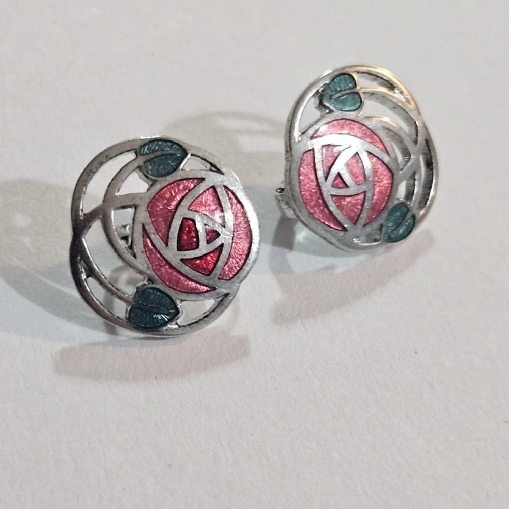 Vintage Silver Glasgow Rose Earrings